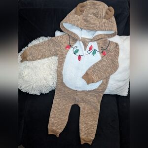 Carter's Brown Reindeer Hooded Footie